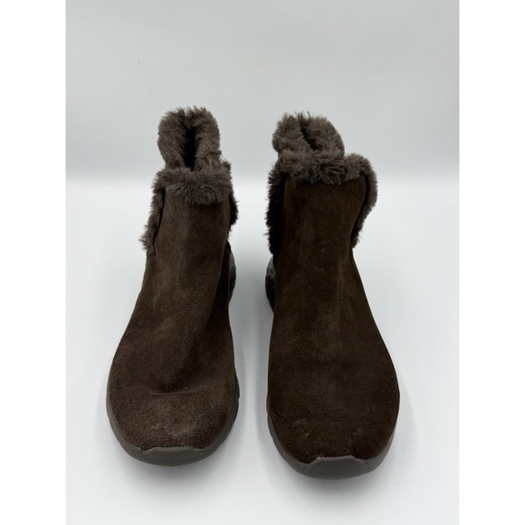 Skechers Goga Mat Brown Faux Suede Ankle Boots Faux Fur Lined Women's 6.5 - Picture 2 of 8